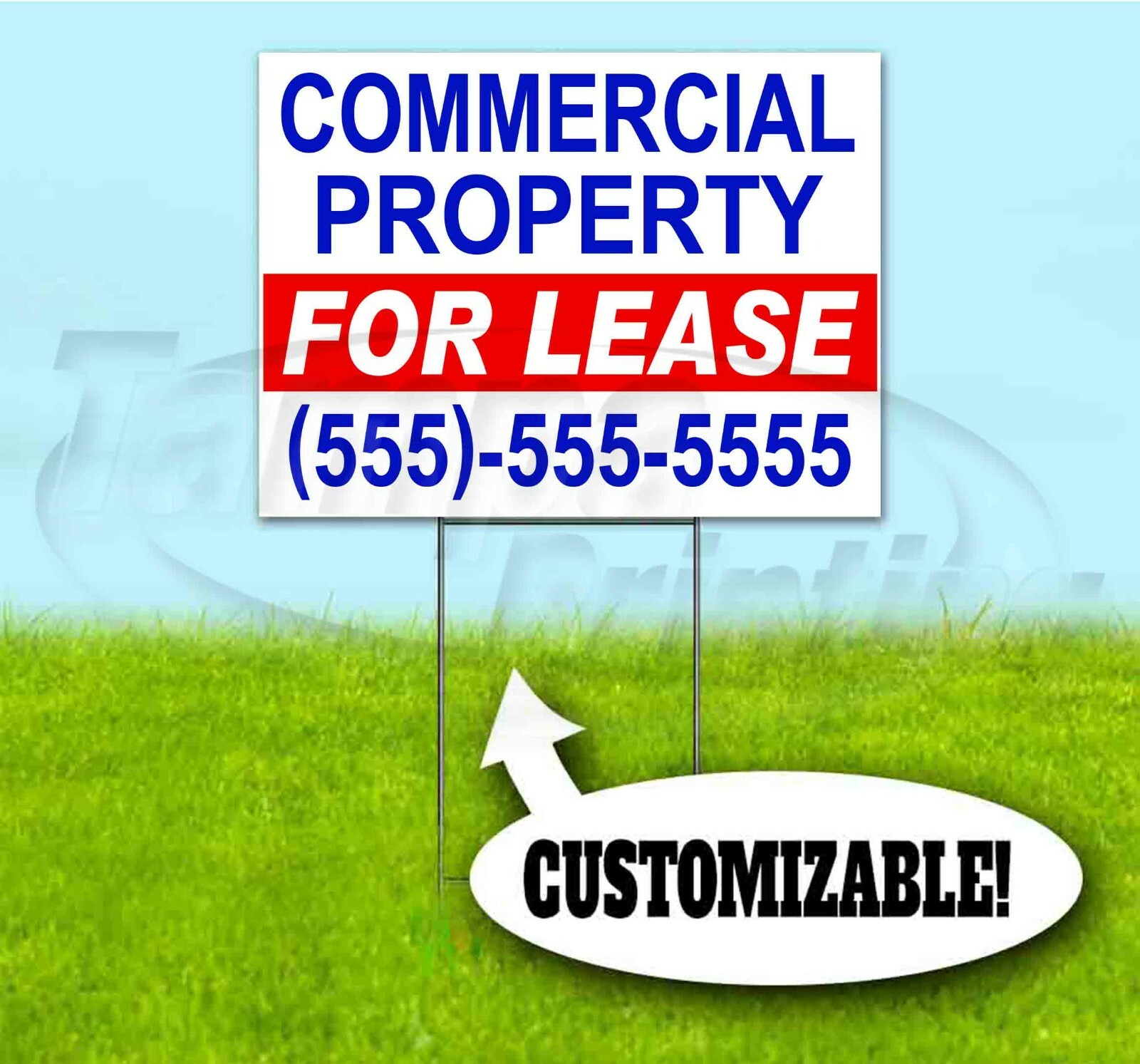 COMMERCIAL PROPERTY FOR LEASE CUSTOM 18×24 Yard Sign WITH STAKE Bandit REALTY