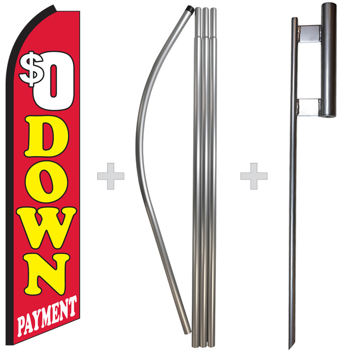 $0 Down Payment 15&prime; Tall Swooper Flag & Pole Kit Feather Super Bow Banner