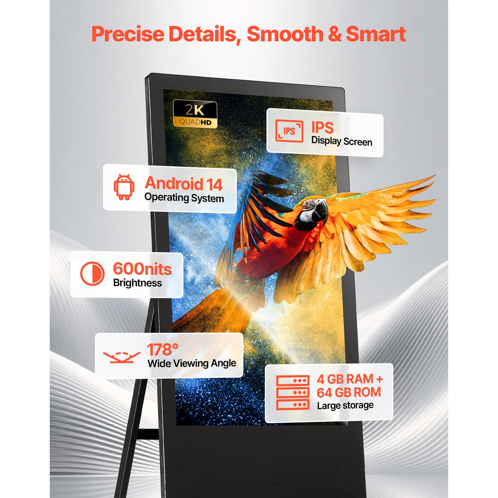 Uimoso 32-Inch Indoor Digital Signage Floor Stand Advertising Display with LCD