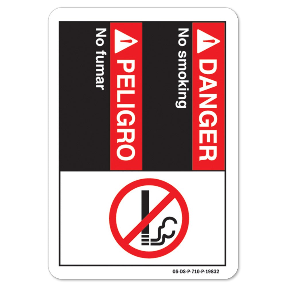 Danger No Smoking (Bilingual Spanish) ANSI Danger Sign Metal Plastic Decal