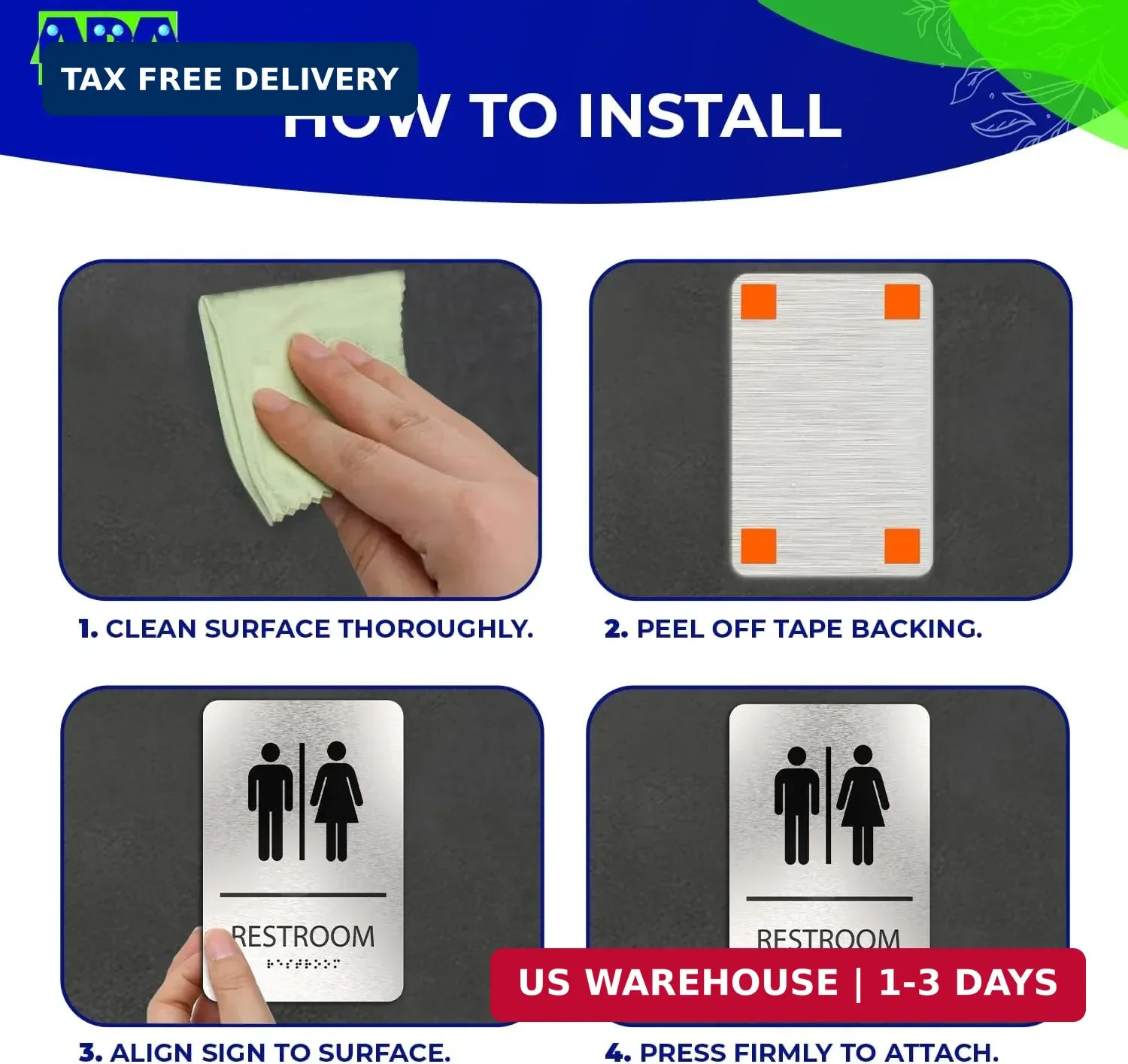 ADASigns Unisex Restroom Sign – 6&Prime; x 9&Prime; Durable Brushed Aluminum with Braille –
