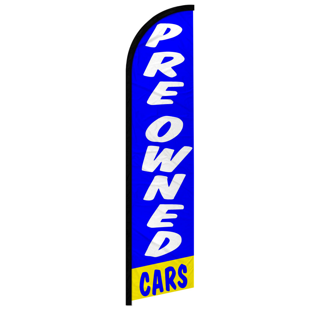 Pre-owned Cars Windless Advertising Swooper Flag Dealership Flag Blue