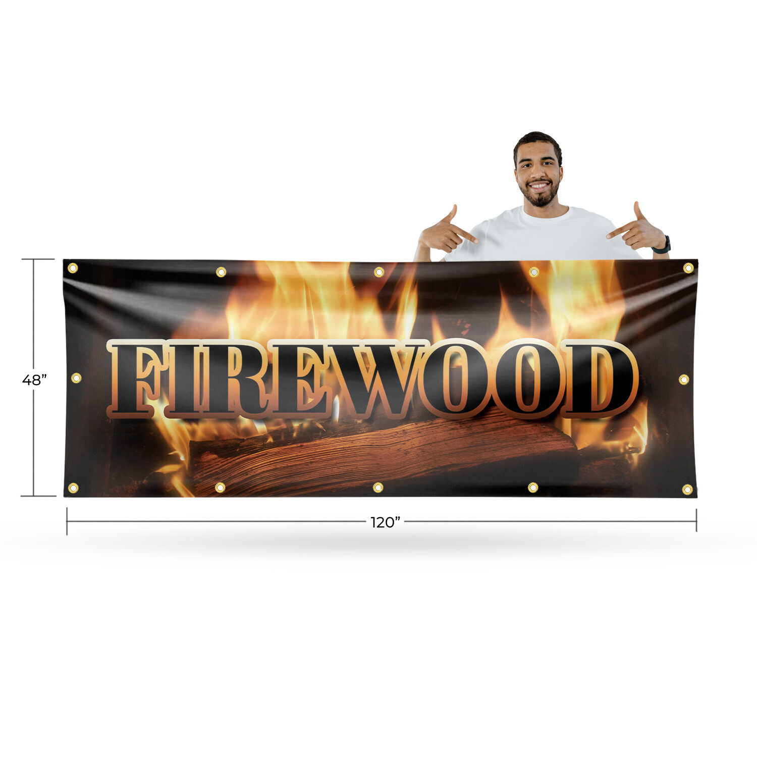 Firewood 13 oz Vinyl Banner Sign with Metal Grommets Heavy-Duty Single-Sided