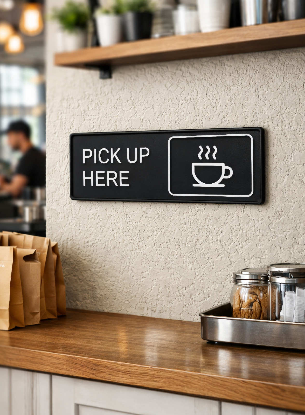 COMBO! « Order Here » & « Pick Up Here » Dual Sign Set – Minimalist Coffee Shop