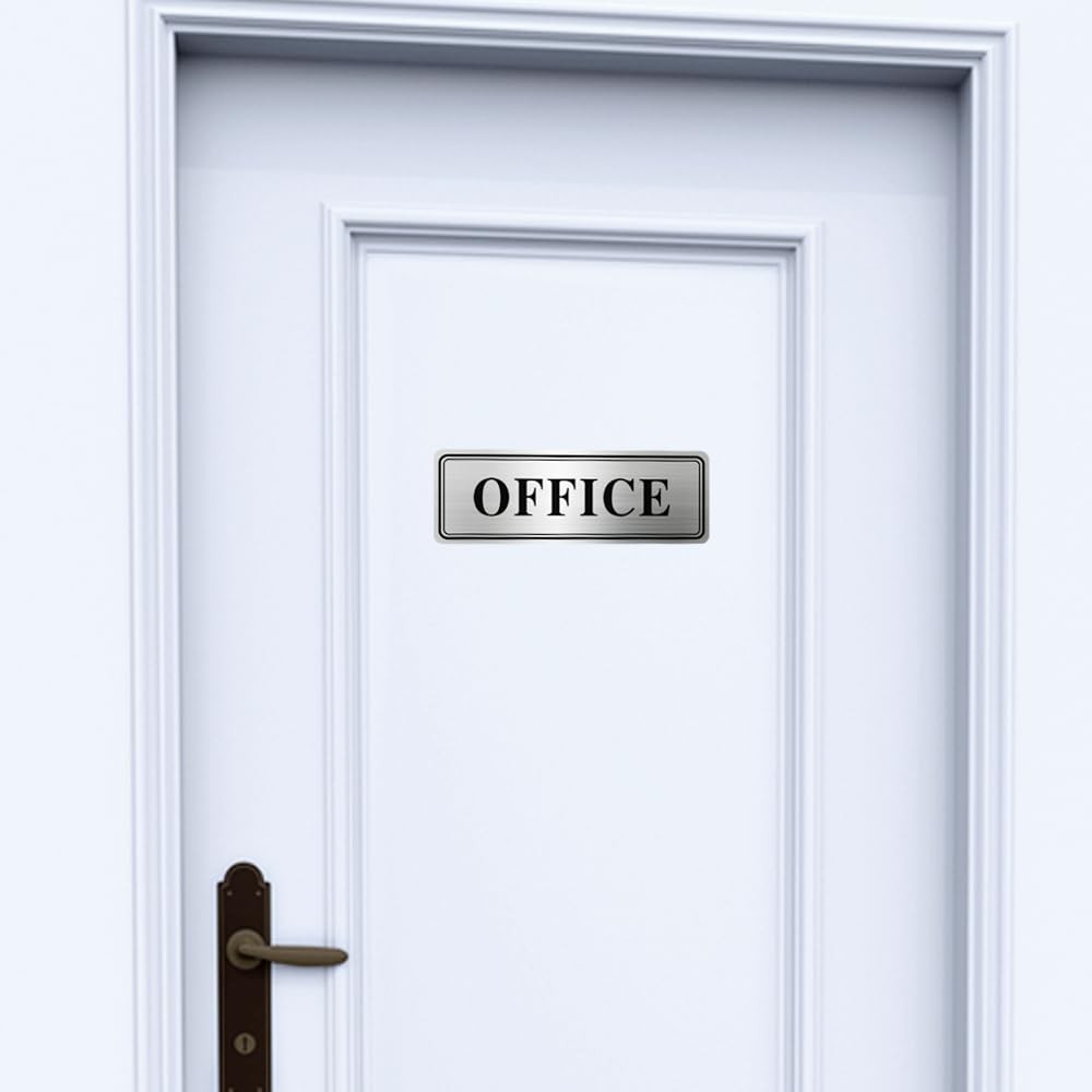 1 PCS 9×3 Inch Metal Stainless Steel Office Sign Doors Self Adhesive Plaque