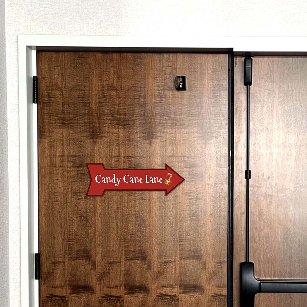 Arrow Shape Plus Candy Cane Lane 12×4&Prime; Wall or Door Sign