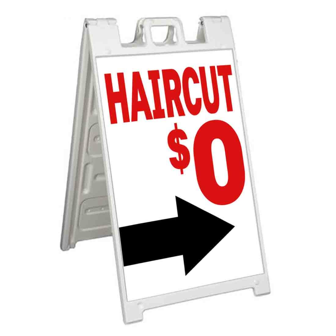 HAIR CUT $0 RIGHT ARROW Signicade 24×36 Aframe Sidewalk Sign Banner Decal SALON