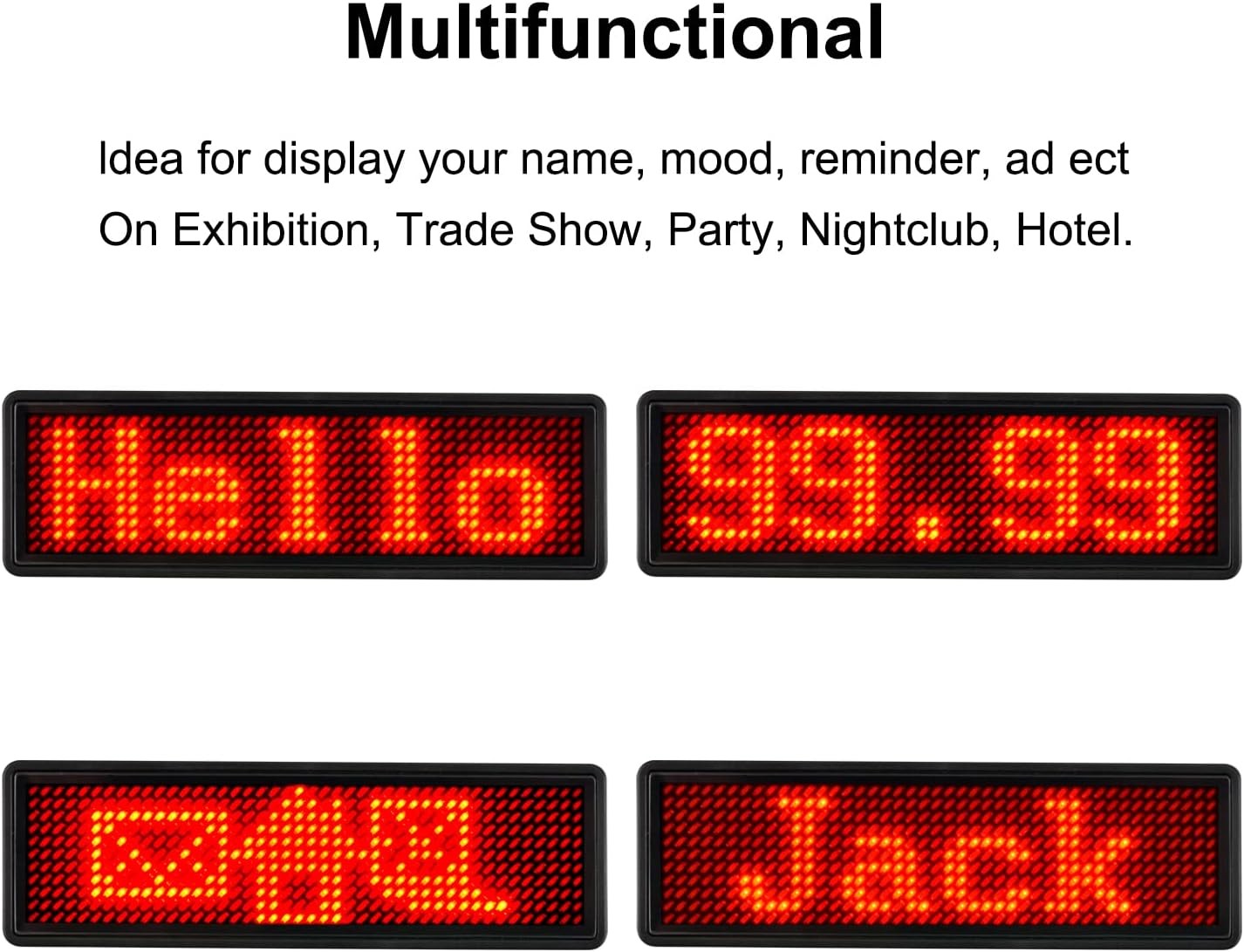 LED Name Tag, Rechargeable Wireless Bluetooth LED Name Badge Reuseable Price Tag