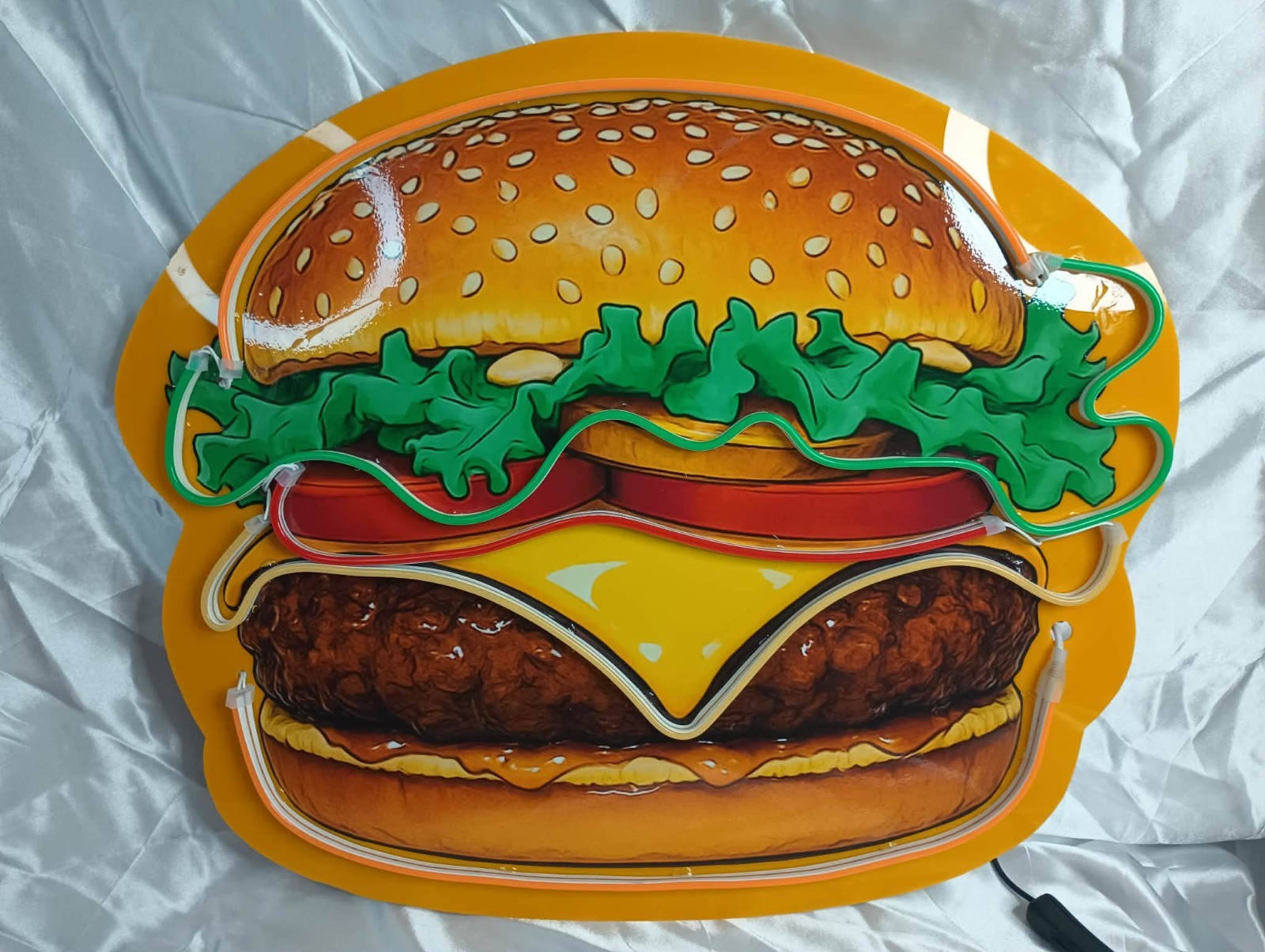 Burger LED Neon Sign 20&Prime;x24&Prime; Neon Flex Led, Power Supply, ON/OFF switch Included
