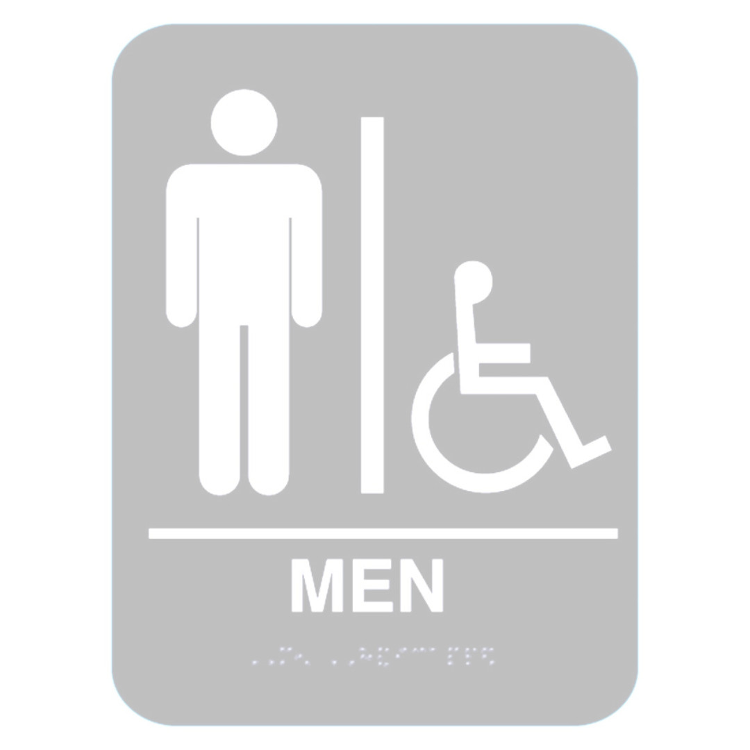 Gray Men&rsquo;s Restroom Bathroom Handicap ADA Accessible Braille Door Sign NEW!