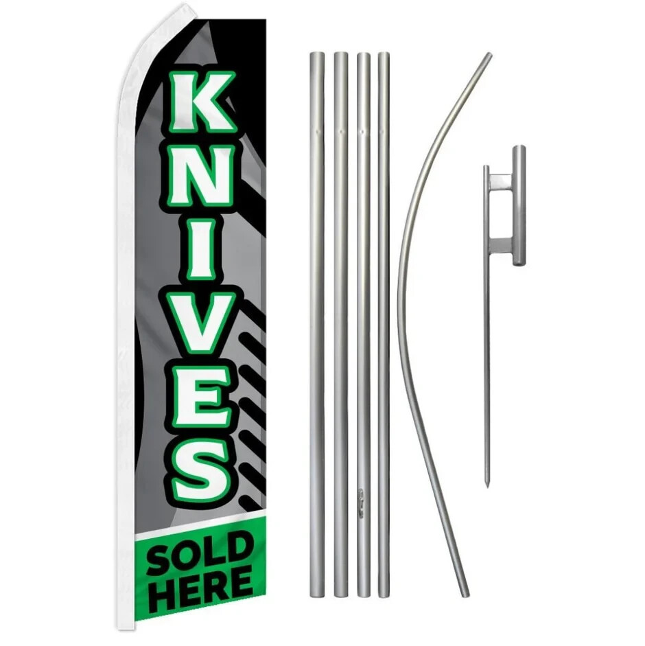 Knives Sold Here Swooper Flutter Feather Advertising Flag & Pole Kit