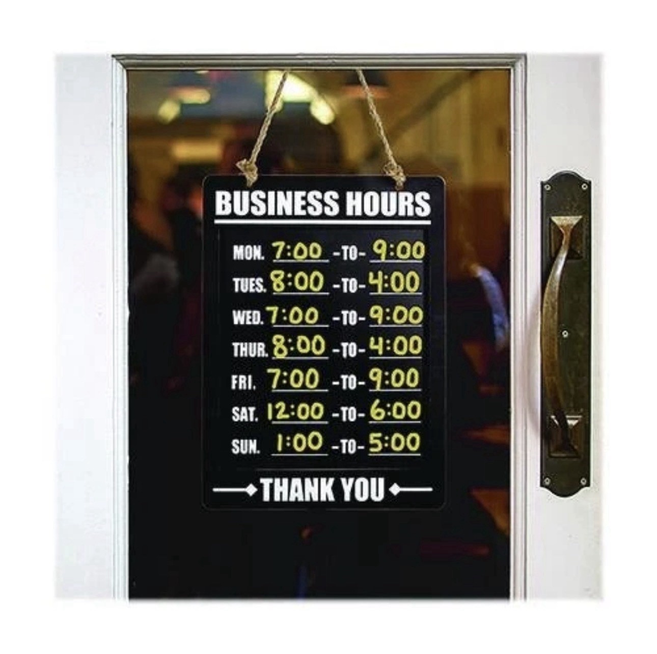 Excello Global Products Hanging Business Hours Chalkboard Door Sign 10×13.75&Prime;