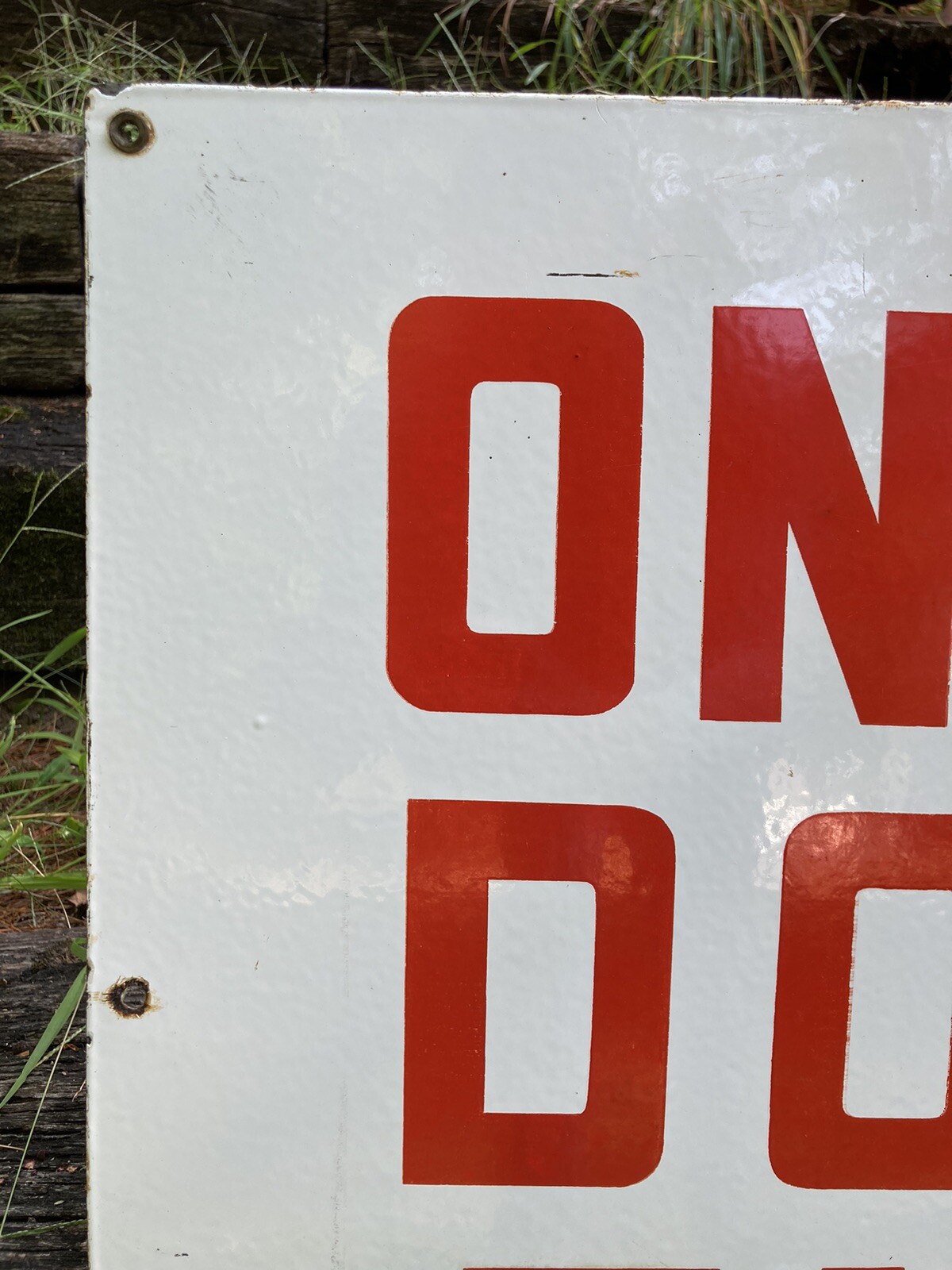 Antique 1950s One Way Do Not Enter Porcelain Sign 28” X 20” Glossy