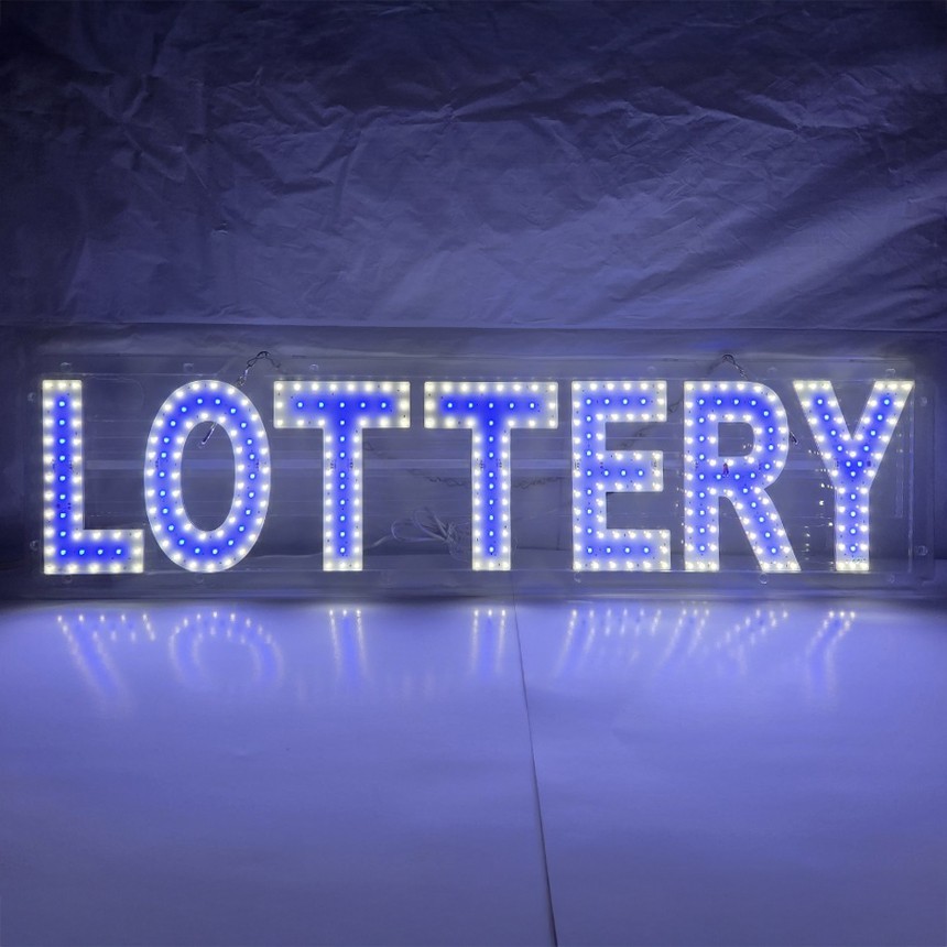 EPL Signs LOTTERY Blue LED Sign Business 7&Prime;x32&Prime; 1G On-Off Mode