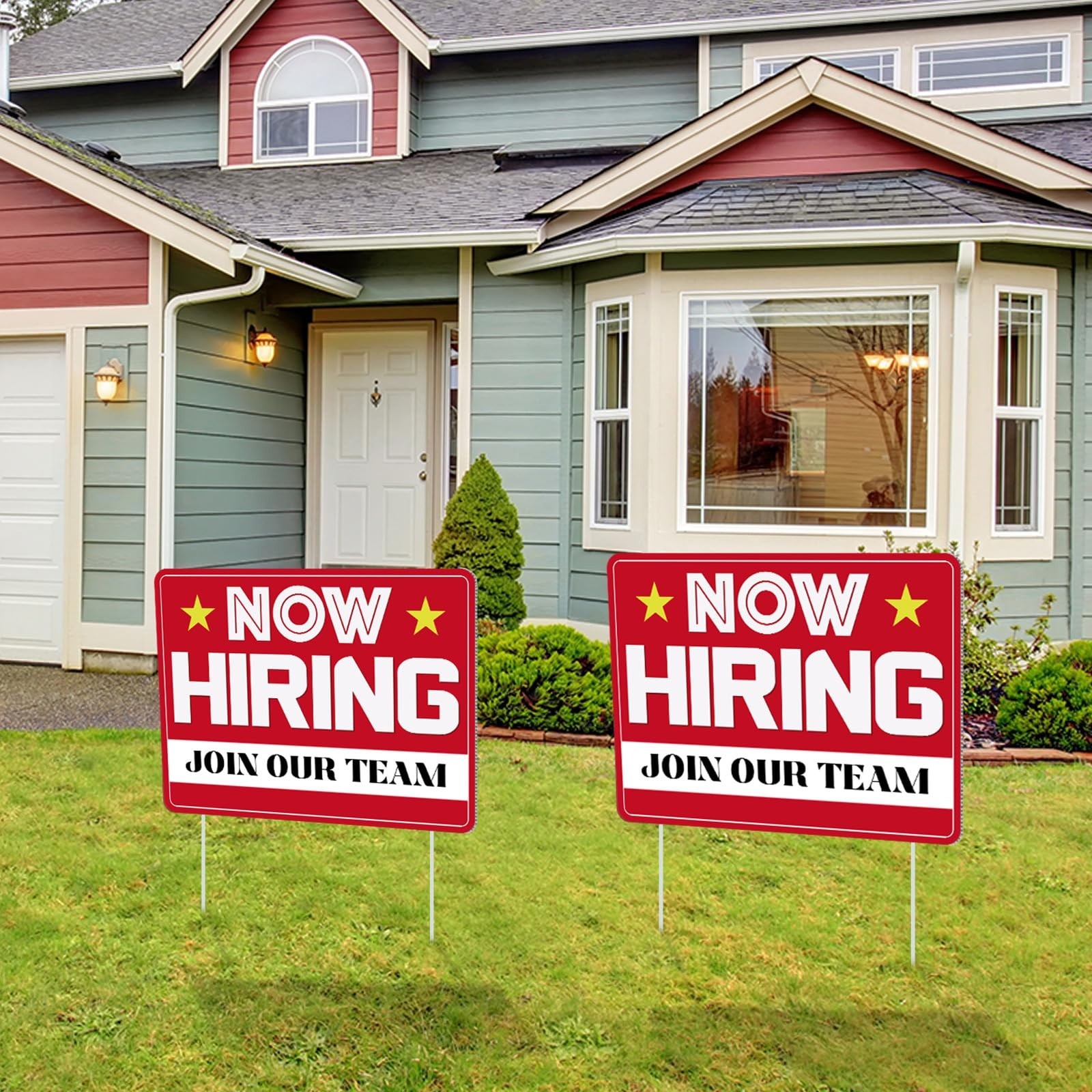 3 Pcs Now Hiring Sign with Stake – 12×16&Prime; Double-Sided Help Wanted Signs for Bus