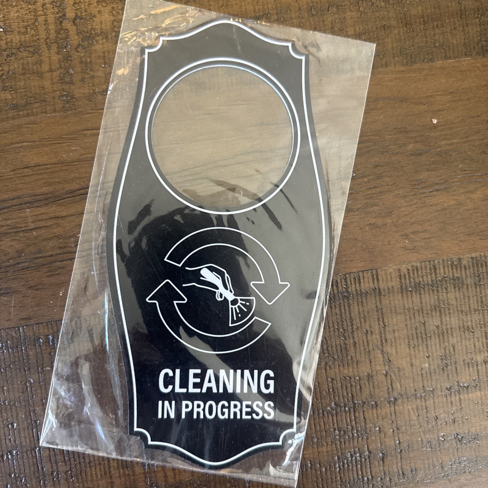 Signs ByLITA Cleaning in Progress Door Hanger – Black 4&Prime; x 8&Prime;