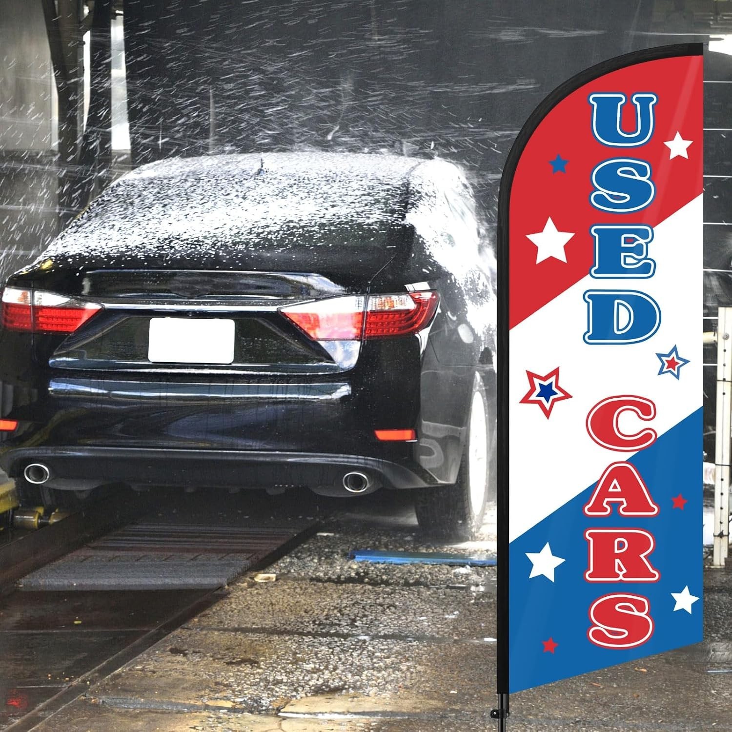 Promote Your Business with 7ft Used Cars Feather Flag – Complete Setup Included