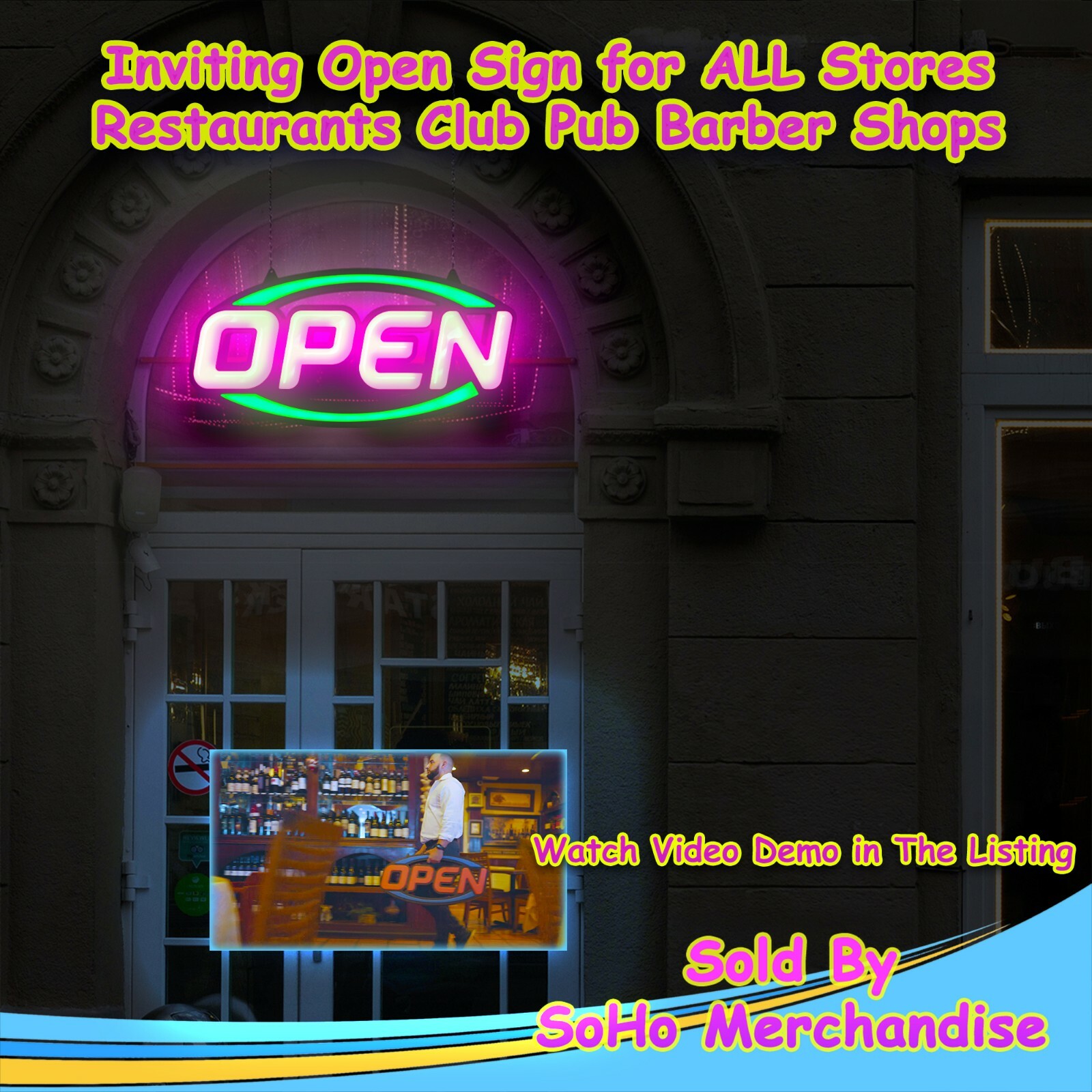 Large LED Neon Open Sign 32&Prime; Light Bright for Restaurant Bar Store Shop Market