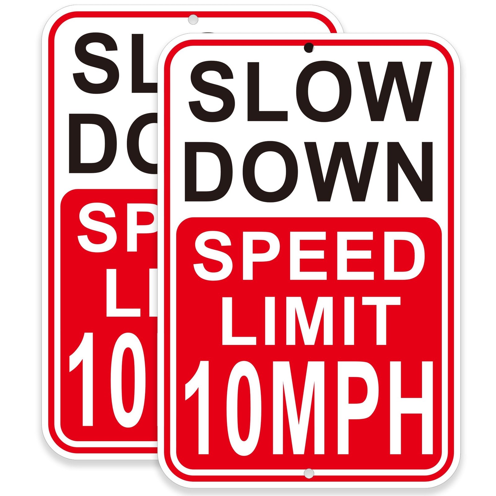 2 Pack Reflective Aluminum Slow Down Speed Limit 10 MPH Signs 18×12