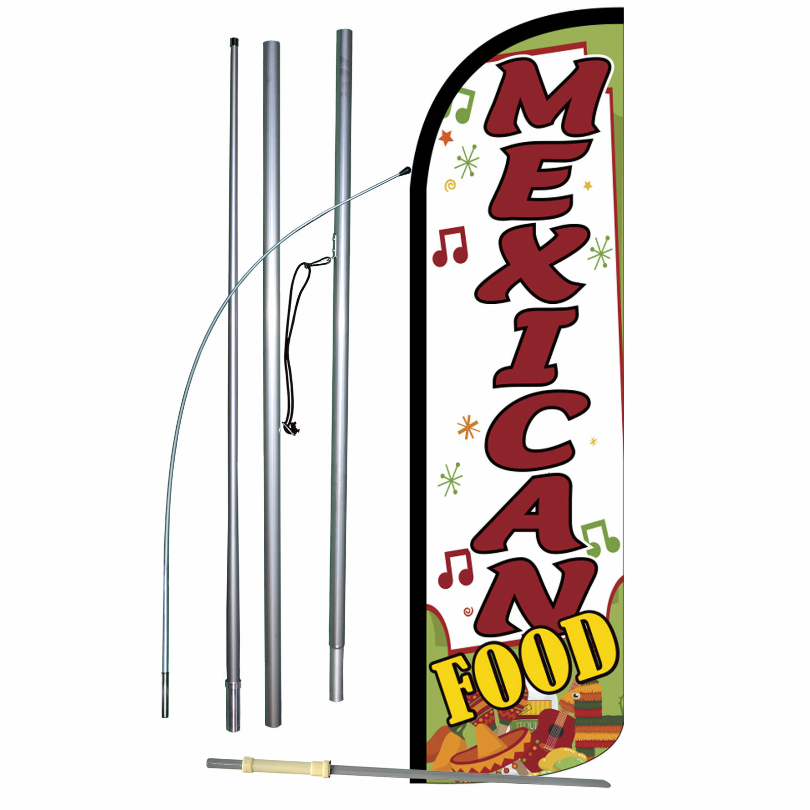 Mexican Food Flag Flutter Feather Banner Swooper Extra Wide Windless Bundle Kit
