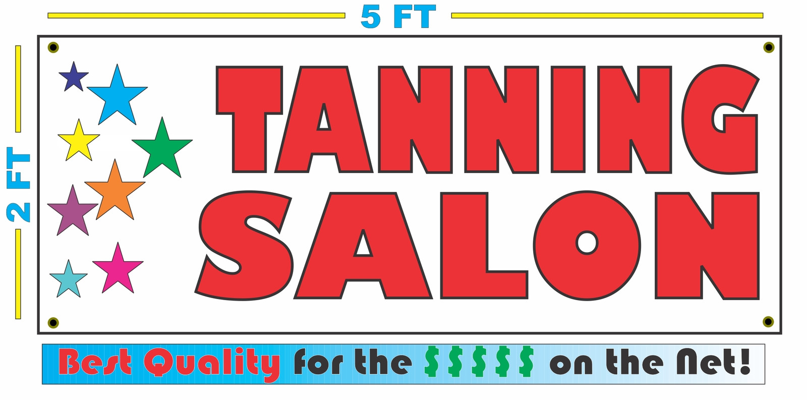 TANNING SALON w Multi Colored Stars Banner Sign NEW 2X5