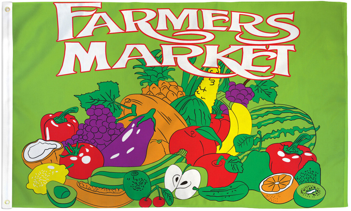 Farmer&rsquo;s Market Flag 3×5 Farmer&rsquo;s Market Banner Sign Fresh Produce Here