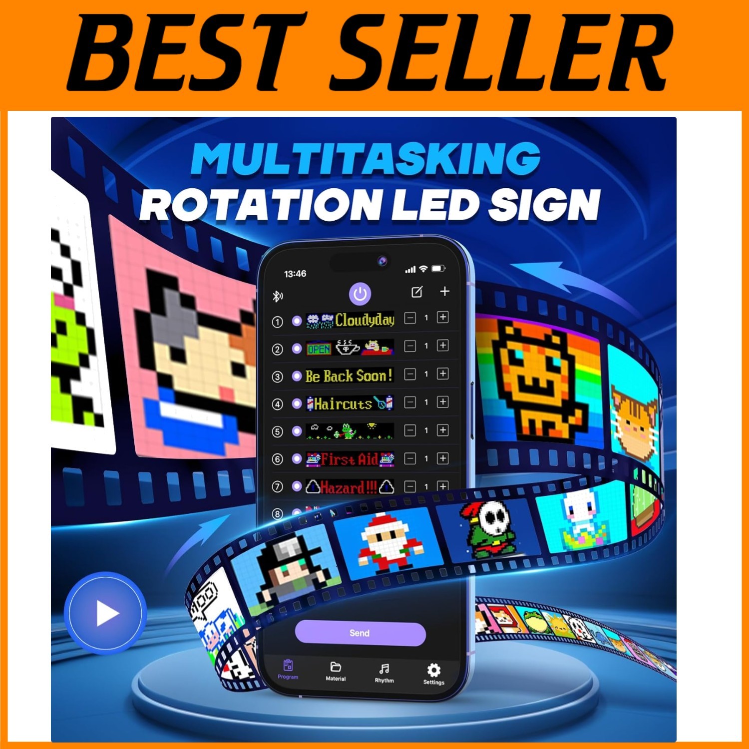 Eye-Catching Scrolling LED Sign, Bluetooth Control