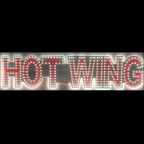 LED HOT WINGS SIGN (7&Prime;X32&Prime; INCH) – WHITE / RED
