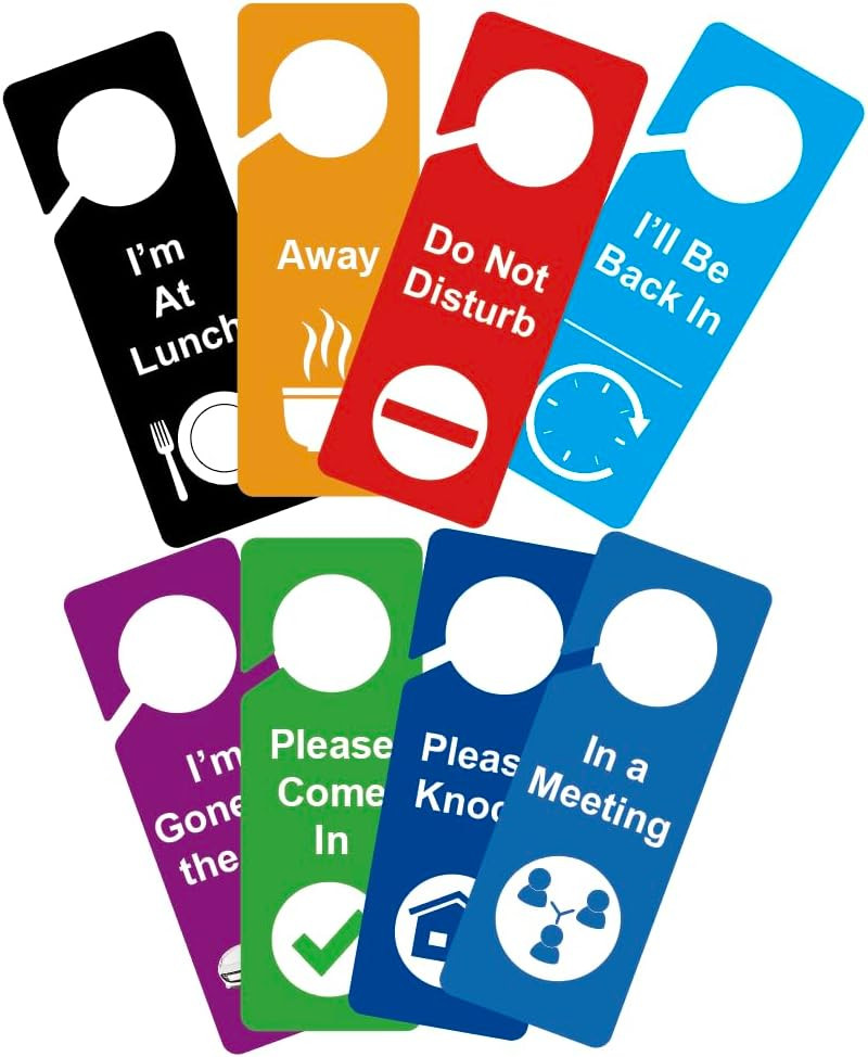 8 PCS 3.5X9.5 » Door Hanger Tags Sign Office Work in a Meeting Do Not Disturb Aw