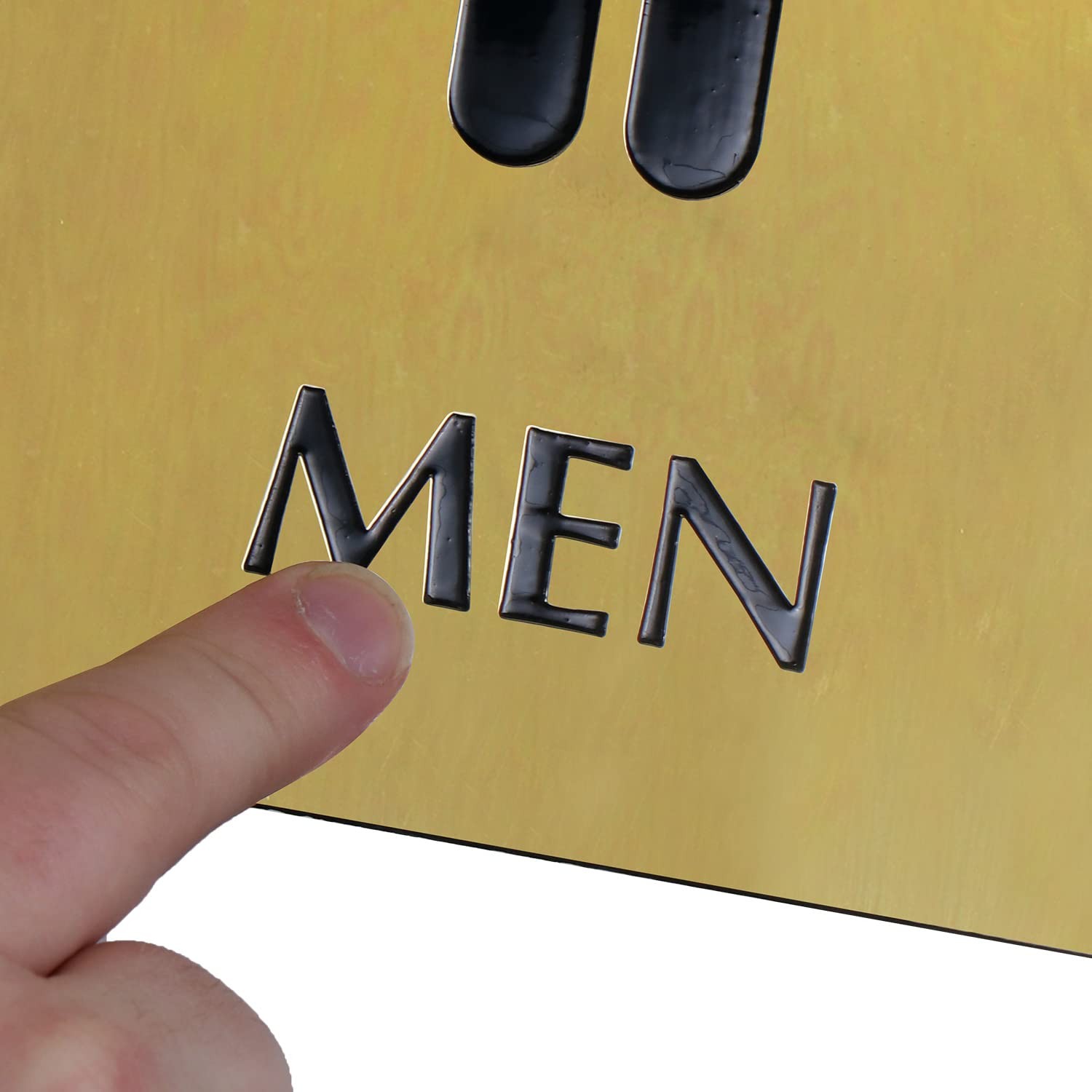 6×9 inch Gold Black Brass Metal Engraved Men&rsquo;s Restroom Sign with Pictogram
