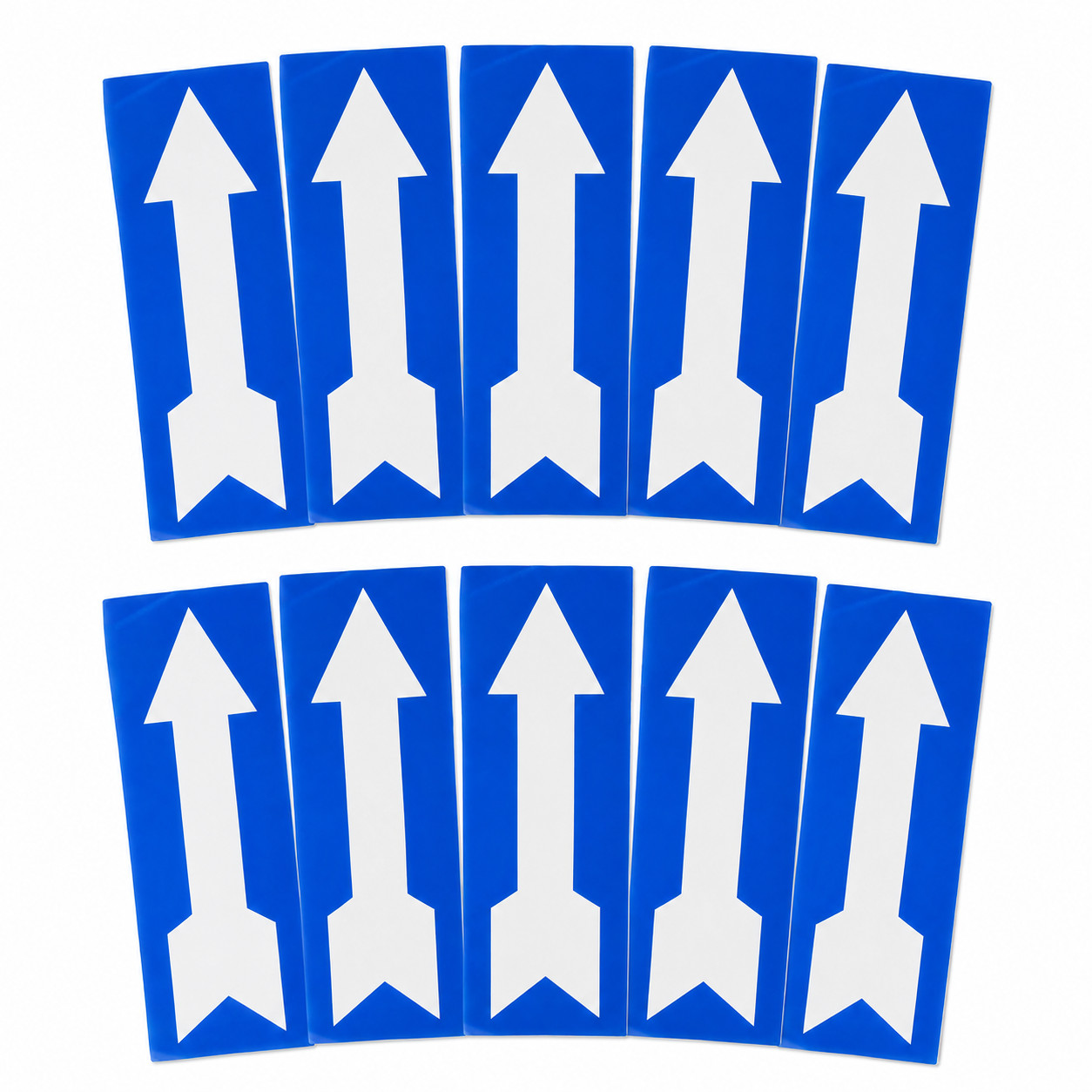 10 Brady Blue & White Self-Adhesive Vinyl Arrow Decals 12&Prime; x 4&Prime; Directional Sign