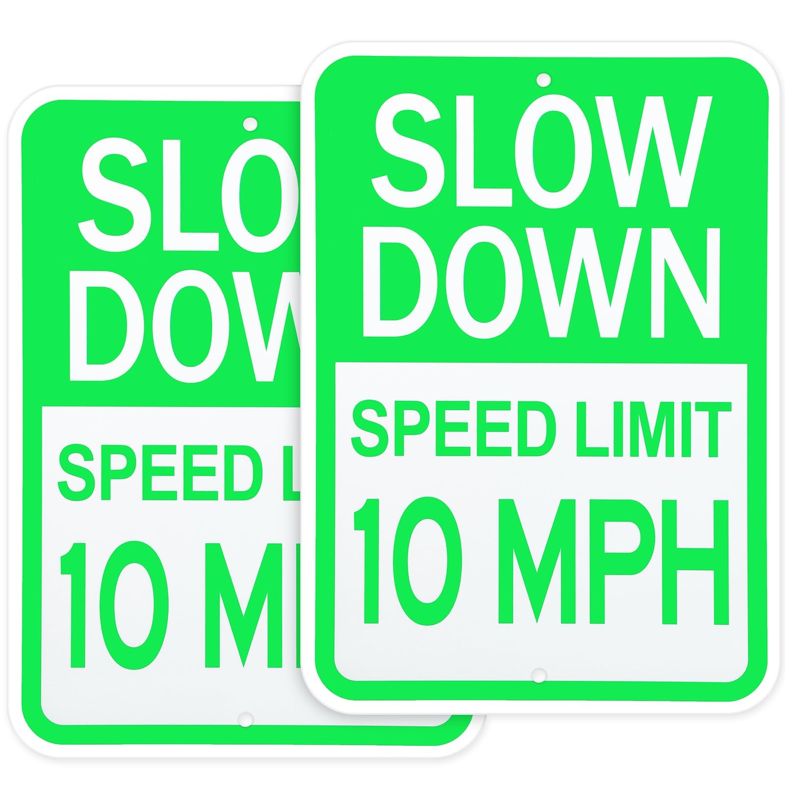 2 Pack 17×12 Inch Slow Down Sign Speed Limit 10 MPH Traffic Sign for Driveway