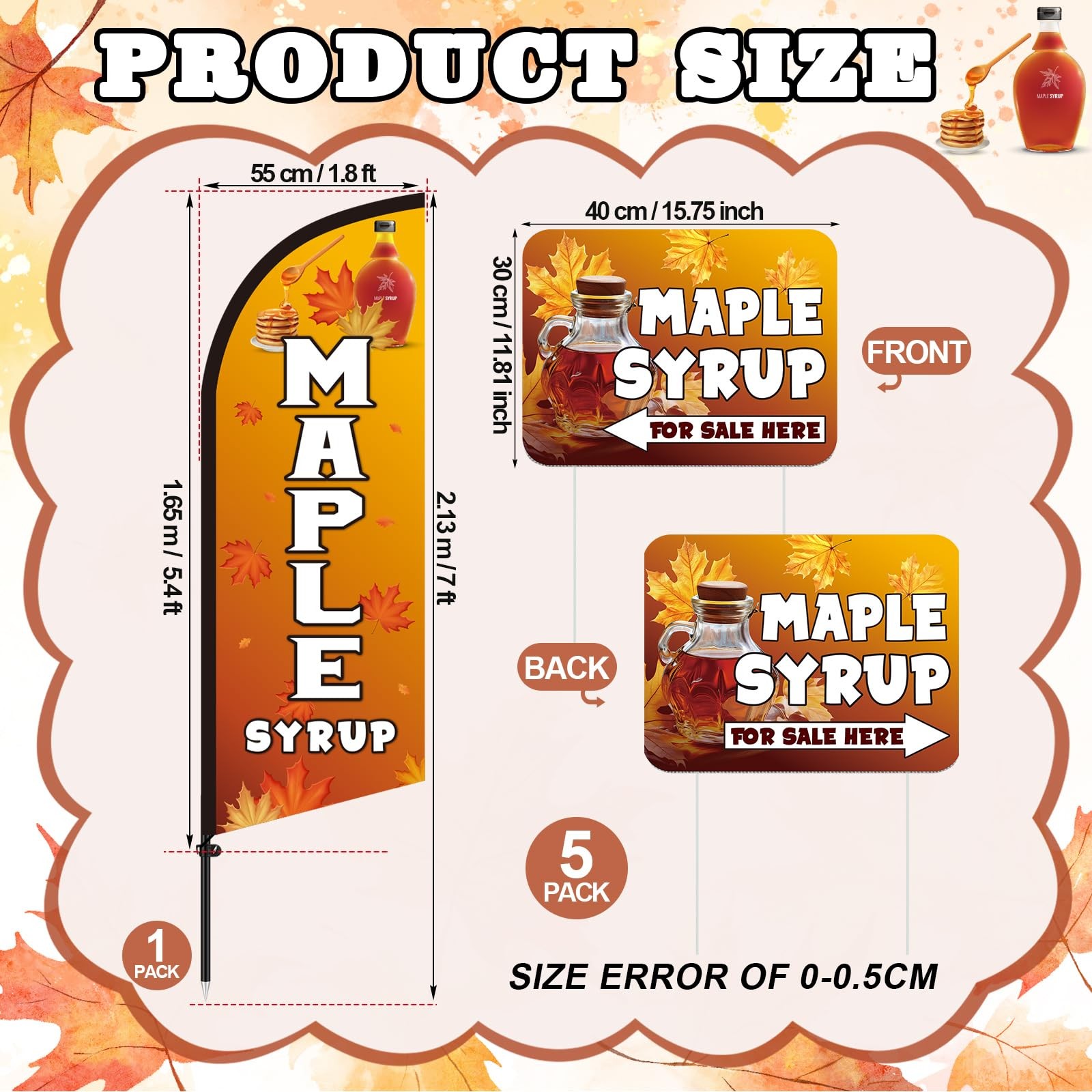 Tegeme 6 Sets 7ft Maple Syrup Advertising Flag Pole Kit Include Maple Syrup F…