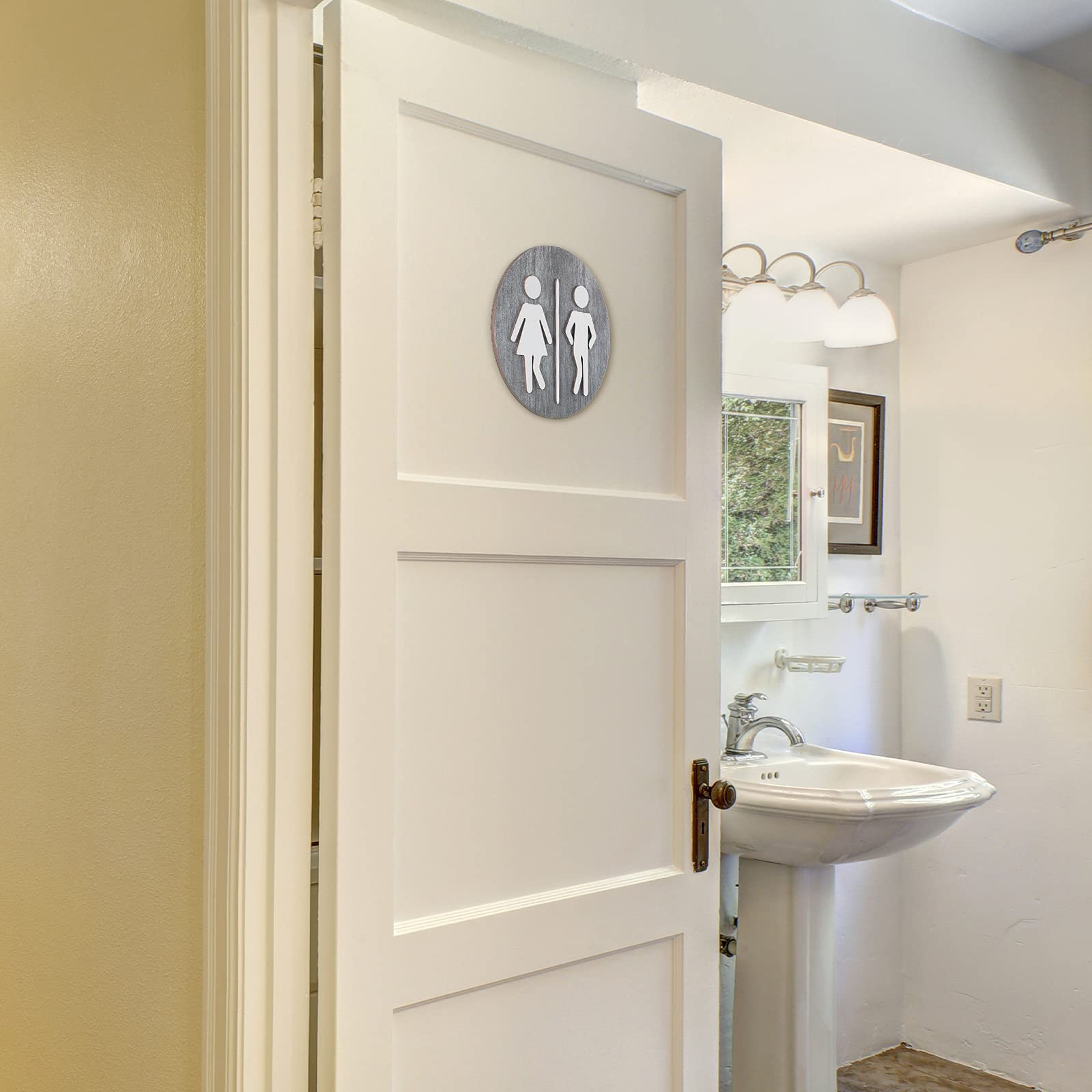 Wooden Bathroom Sign Unisex Restroom Rustic Men&rsquo;S and Women&rsquo;S Toilet Wall Signs