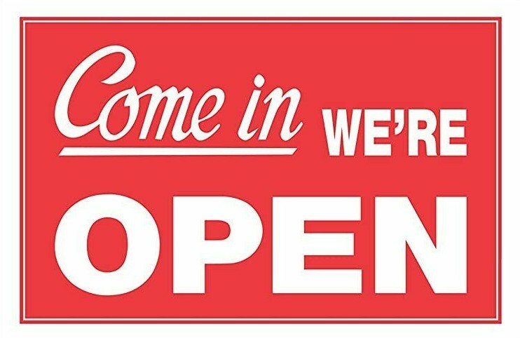 One Sided Come in We&rsquo;re Open Sign 8 x 12 Inch – 2 Count, White and Red