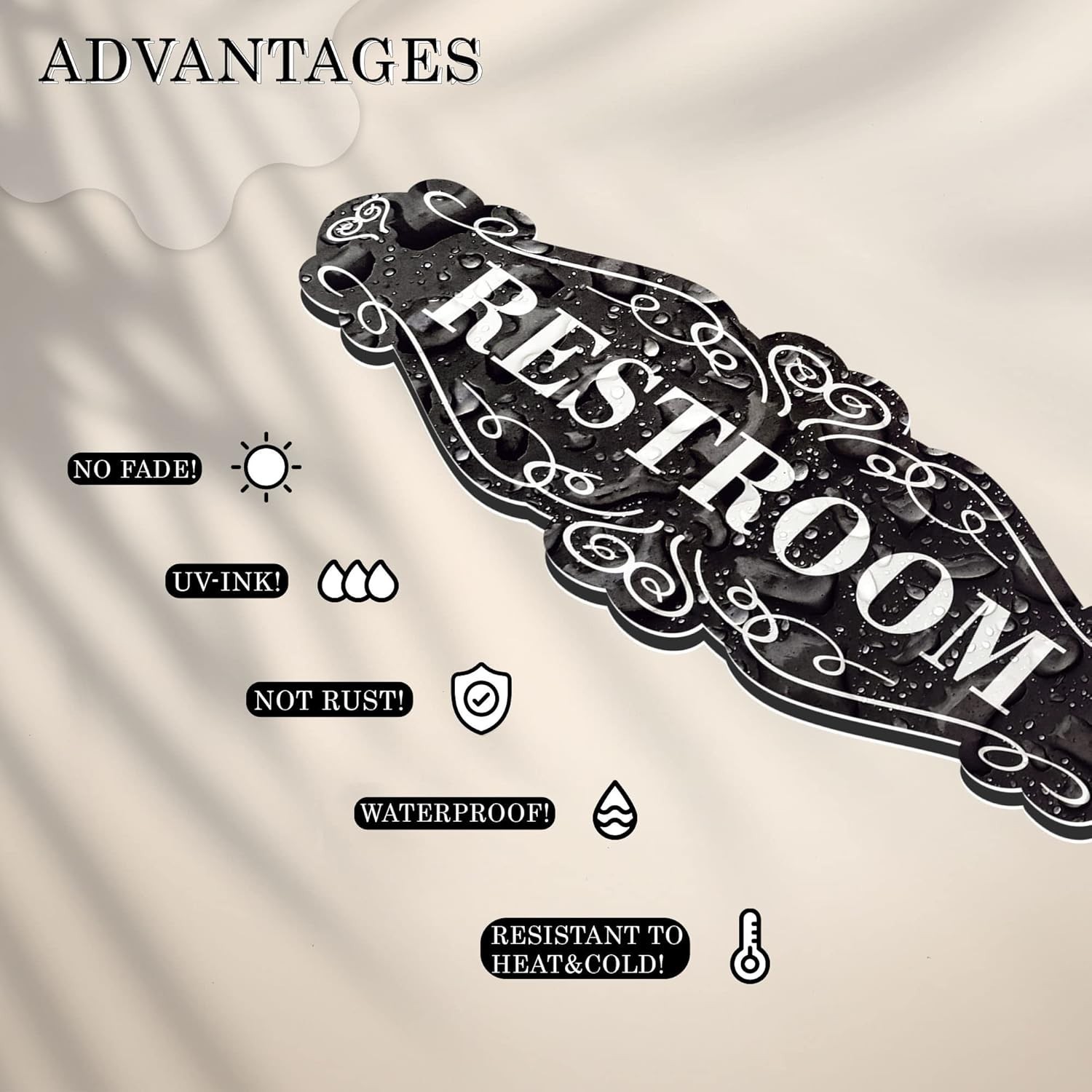 Dibond 9×3 Inch Restroom Sign – Rustproof and Stylish for Instant Wall Placement