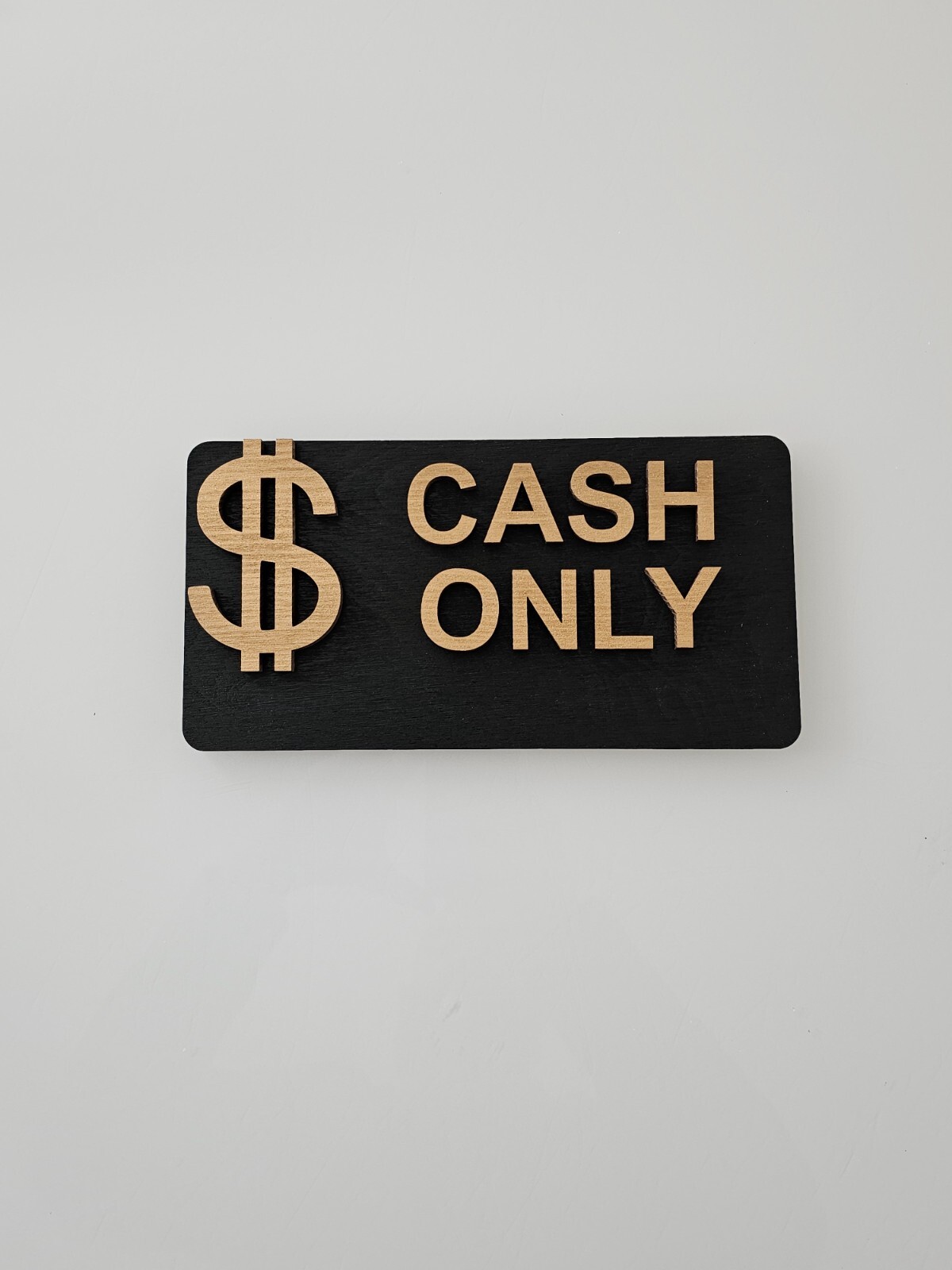 Cash Only Sign – Wooden 3D Business Sign | No Credit Cards Accepted
