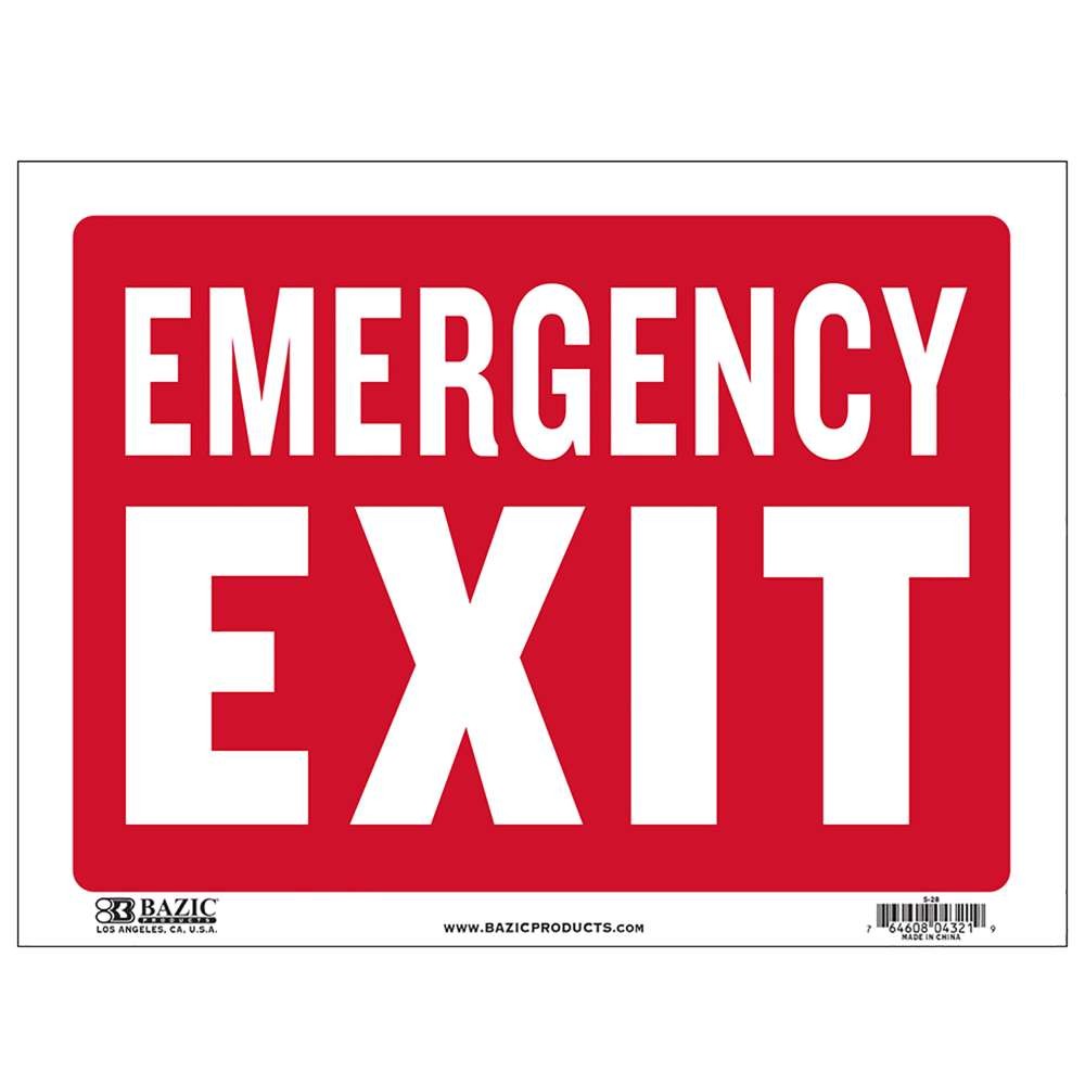 BAZIC 9&Prime; X 12&Prime; Emergency Exit Sign, pack of 24