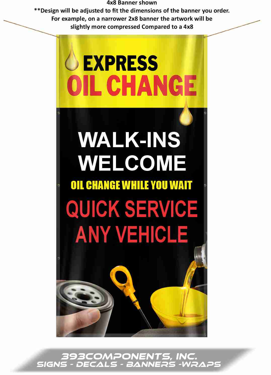 Oil & Filter Change Banner – High-Quality Vinyl Sign for Quick Vehicle Service