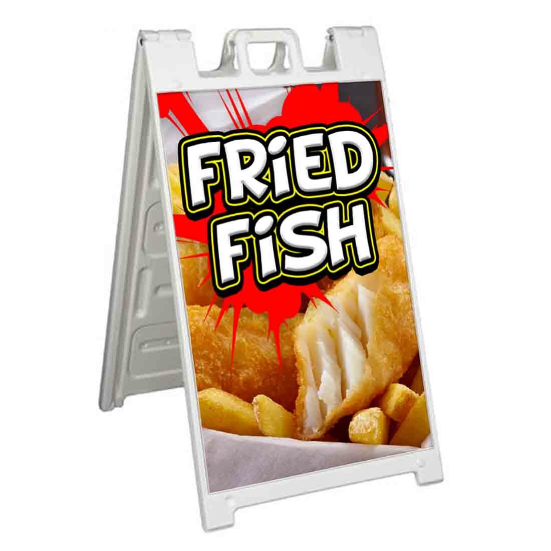 FRIED FISH Signicade 24×36 Aframe Sidewalk Sign Banner Decal SEAFOOD FRIED FOOD