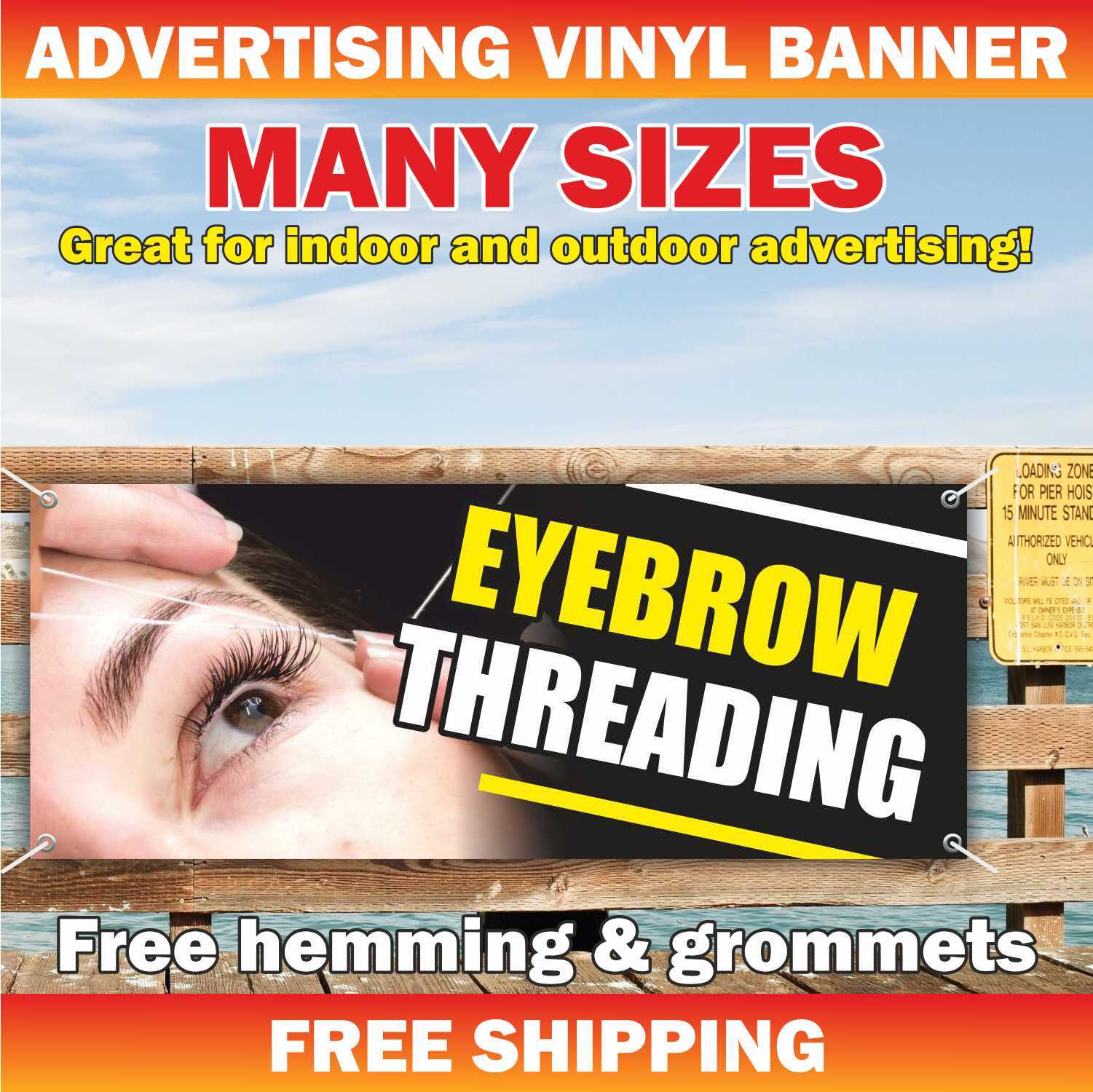 EYEBROW THREADING Advertising Banner Vinyl Mesh Sign beauty salon barber hairs