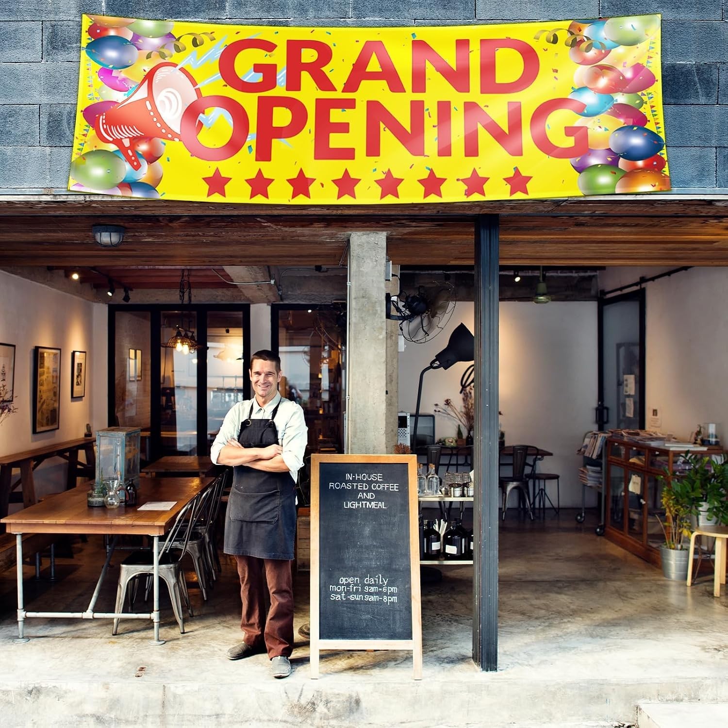 Grand Opening Banner 3×10 ft Waterproof Oxford Cloth Sign with Rope for Store…