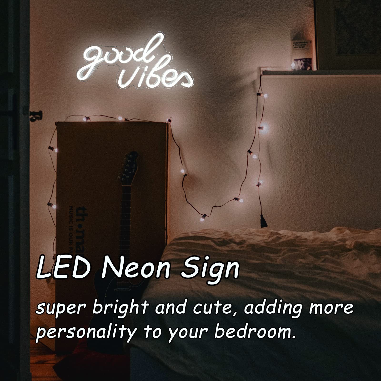 Good Vibes Neon Sign White Good Vibes Neon Lights USB Operated Aesthetic LED …