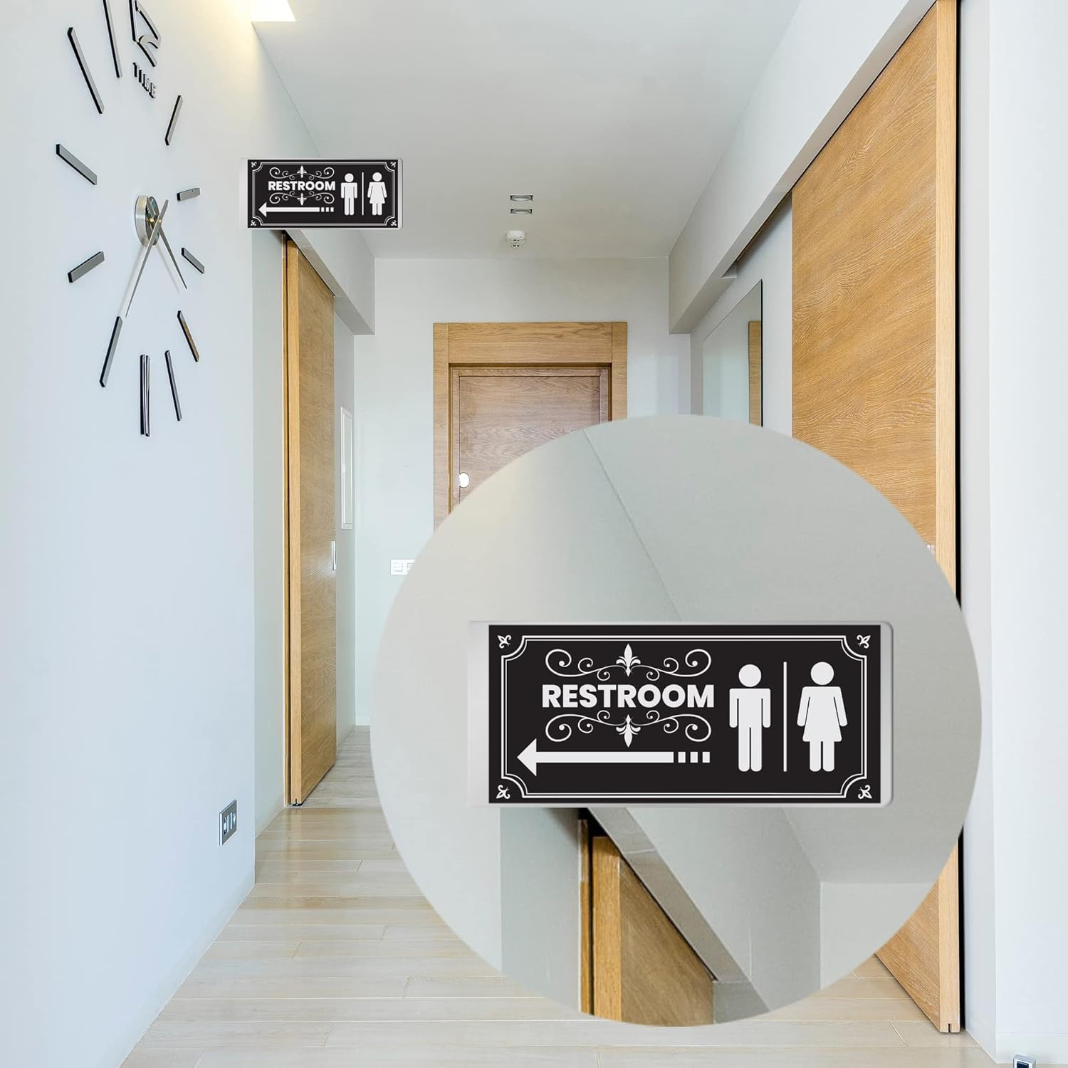 DOUBLE SIDED ALUMINUM RESTROOM SIGNS (2 PACK) METAL BATHROOM SIGNS for OFFICE or