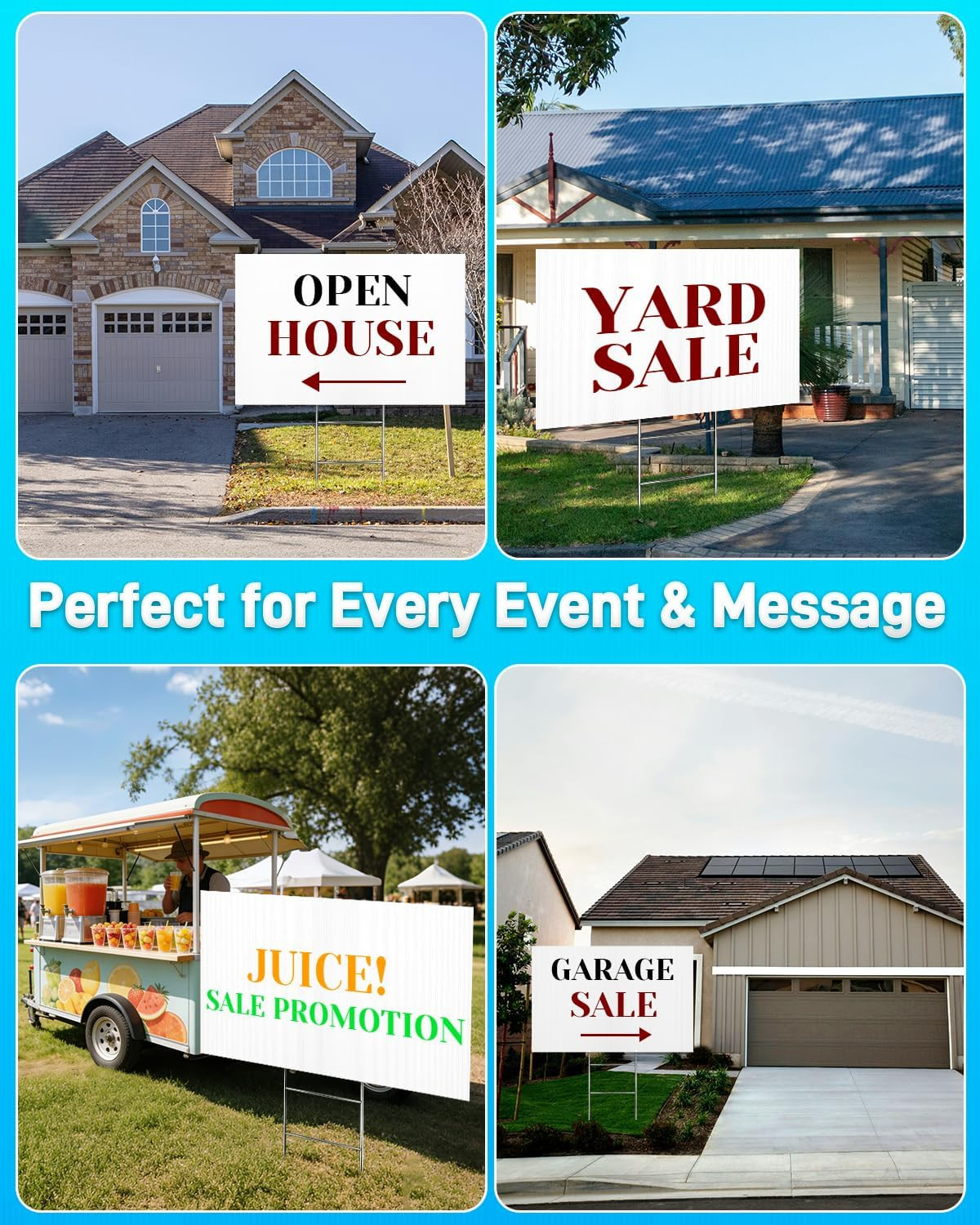 24&Prime;X36&Prime; 5Mm Blank Yard Signs with Stakes,10Pcs Corrugated Plastic Board Yard Sig