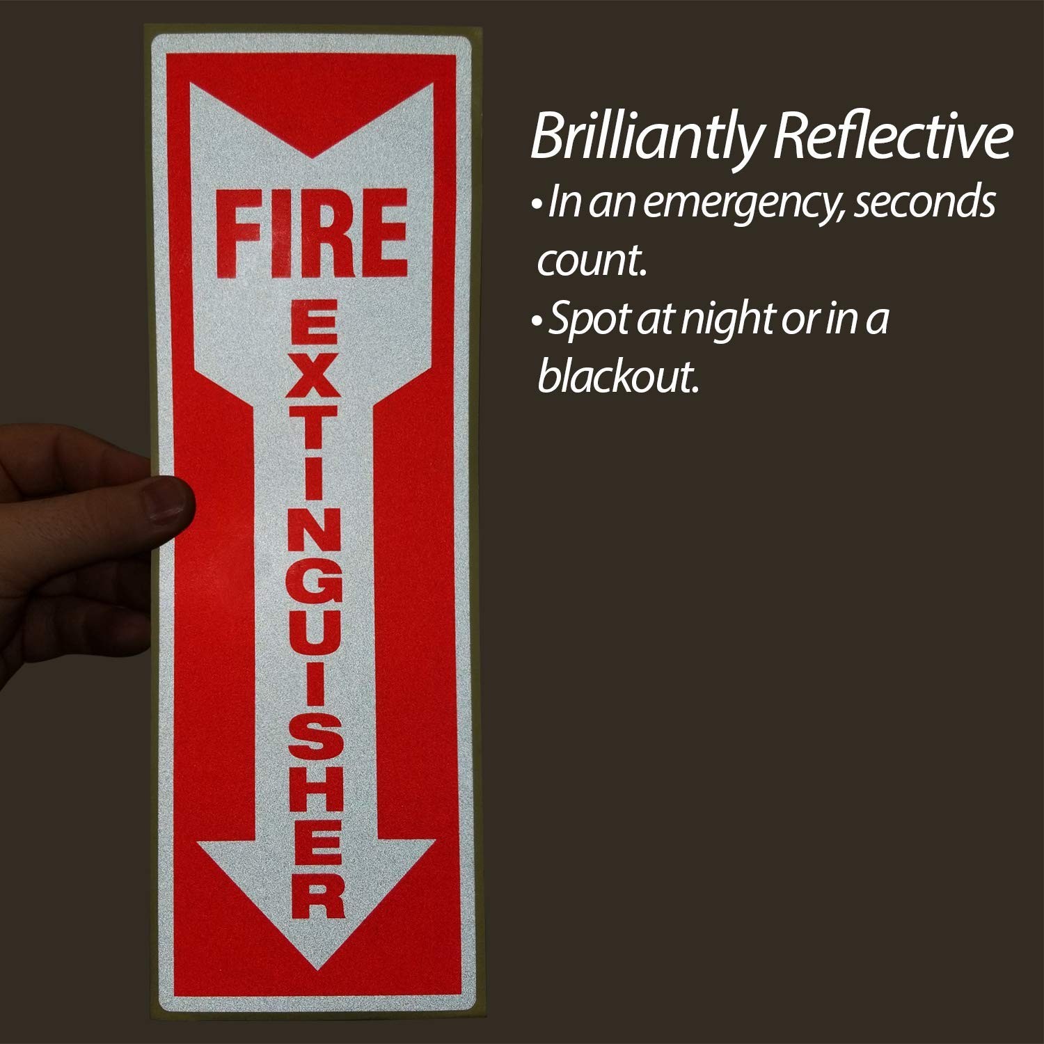 Reflective Fire Extinguisher Sticker Sign Labels with Down Arrow (PACK of 3) …