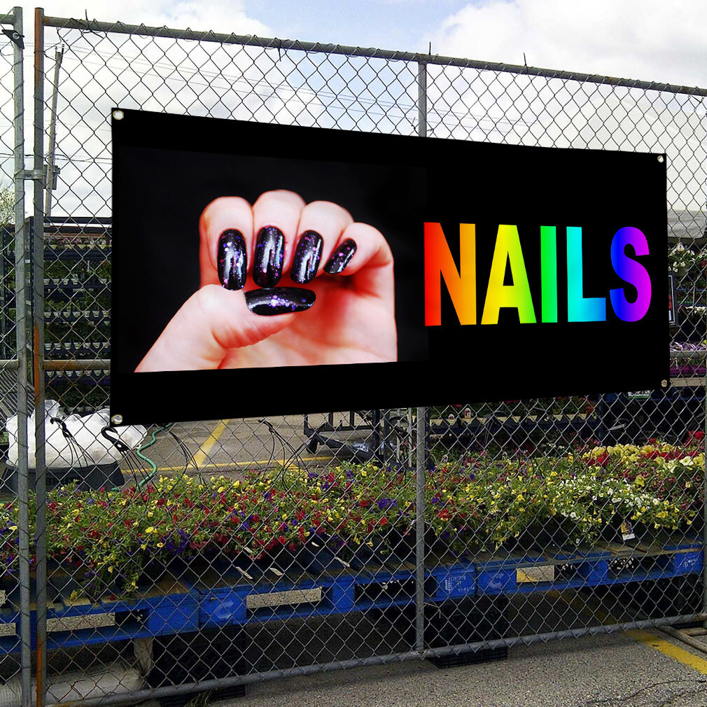 Vinyl Banner Multiple Sizes Nails Business Weatherproof Industrial Yard Signs