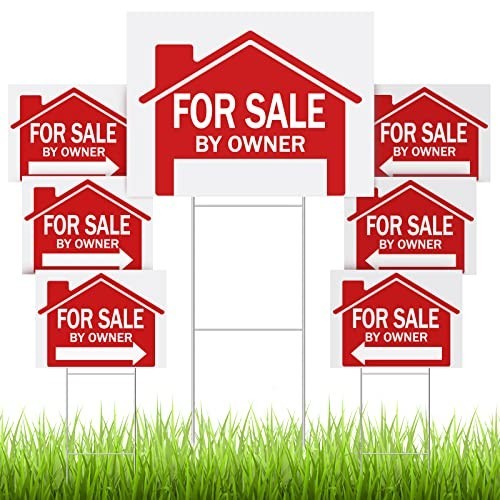 7 Pcs Double-Sided Open House Signs 24×18&Prime; with Directional Arrows & Metal Stake