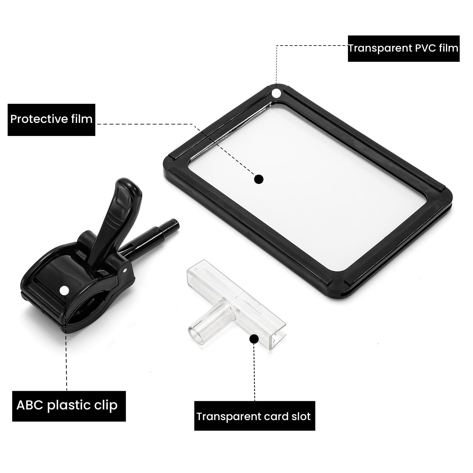 ZOOFOX 10 Pack Acrylic Sign Holder with Clamp, Rotating Clip Pop Swivel Black