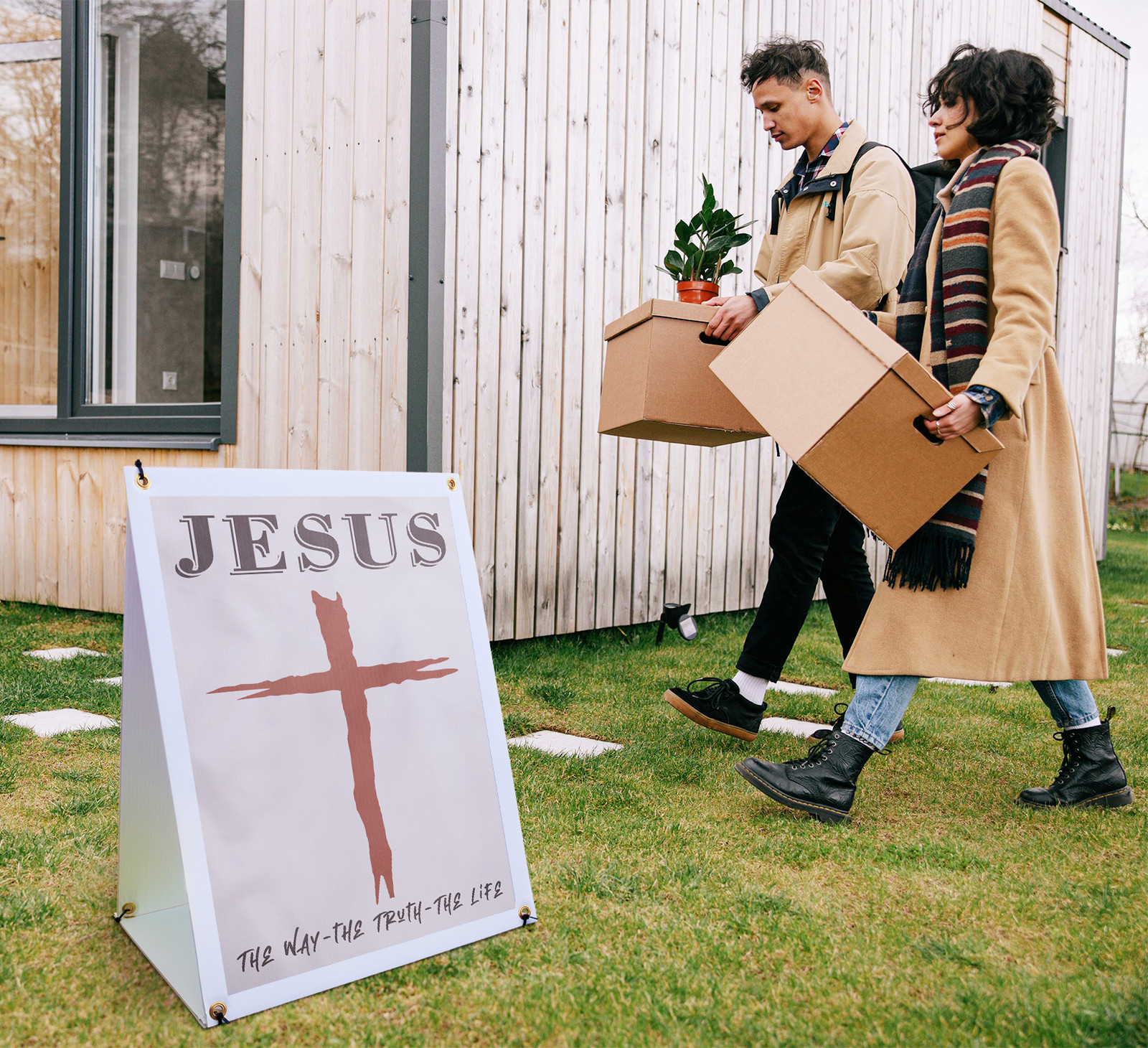 Jesus The Way The Truth The Life A-Frame Sidewalk Sign Christian Faith Based